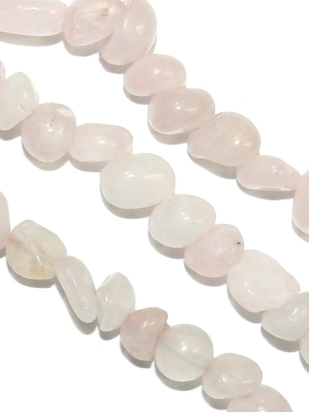 NG3048 Light Pink Rose Quartz Small 6mm - 9mm Polished Gemstone Pebble Bead 15